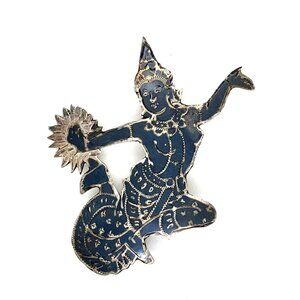 VTG Estate Siam Sterling Silver Dancing Princess Brooch Pin!‎ 47